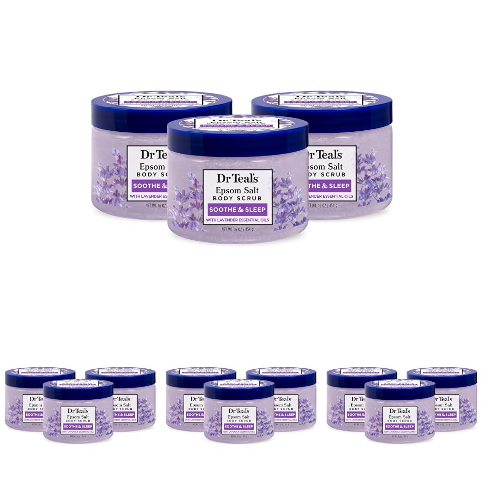 Dr Teal's Pure Epsom Salt Body Scrub, Relax & Relief with Eucalyptus & Spearmint Essential Oils, 16 oz (Pack of 3)