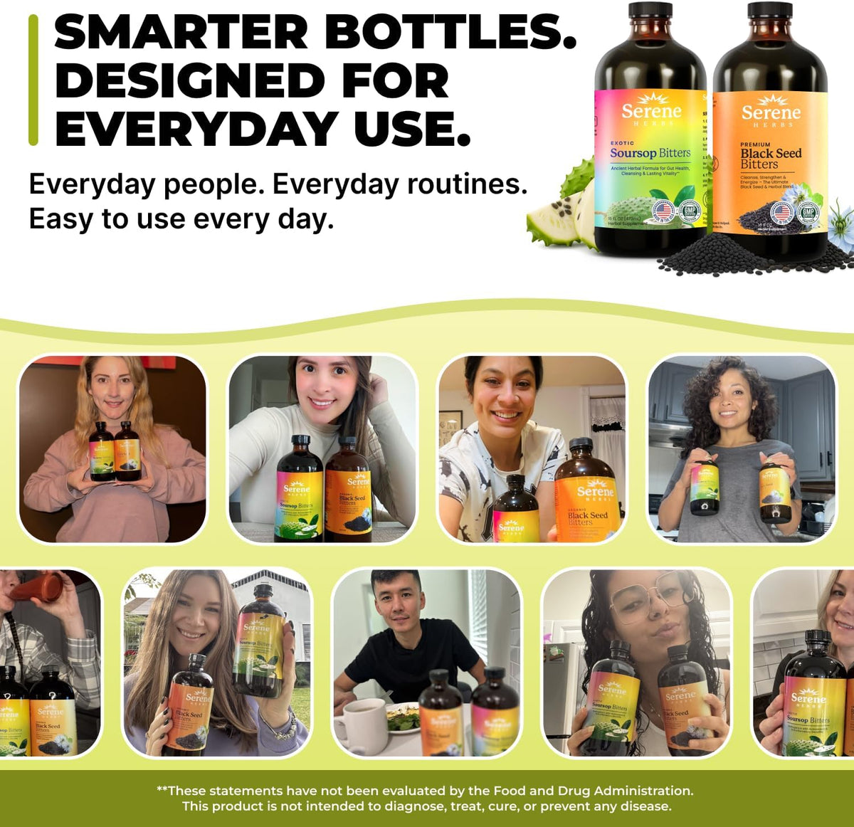 Serene Herbs Soursop Bitters Liquid & Black Seed Bundle – Organic Herbal Guanabana for Digestive Support – Vegan, Non-GMO – 32 oz (16 oz Each), (2 Pack)