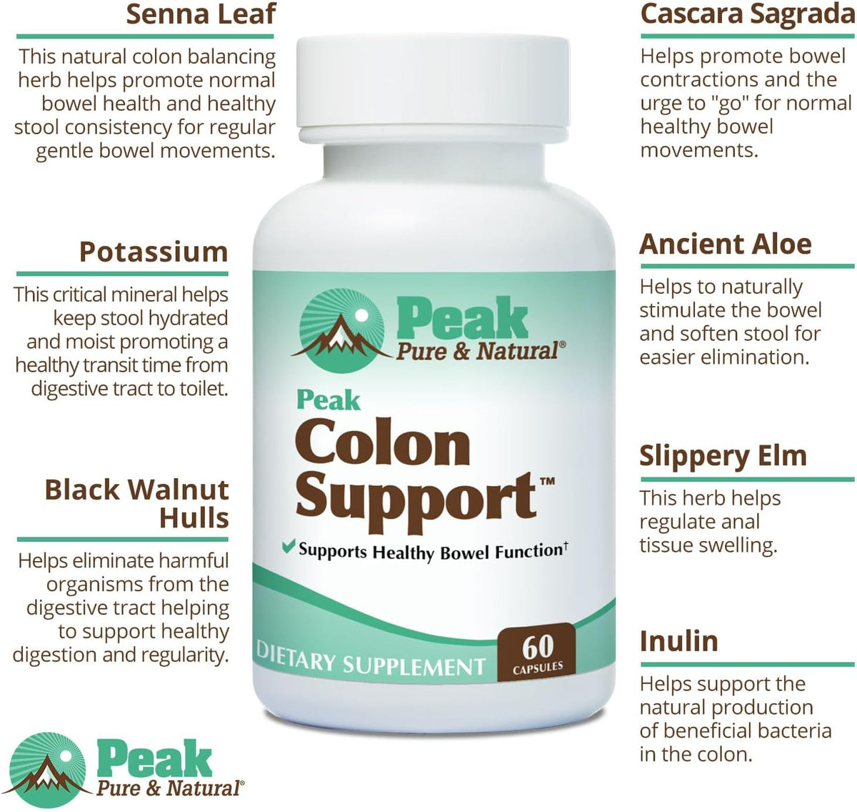 Peak Colon Support, Colon Cleanse & Detox Supplement, 30 Servings