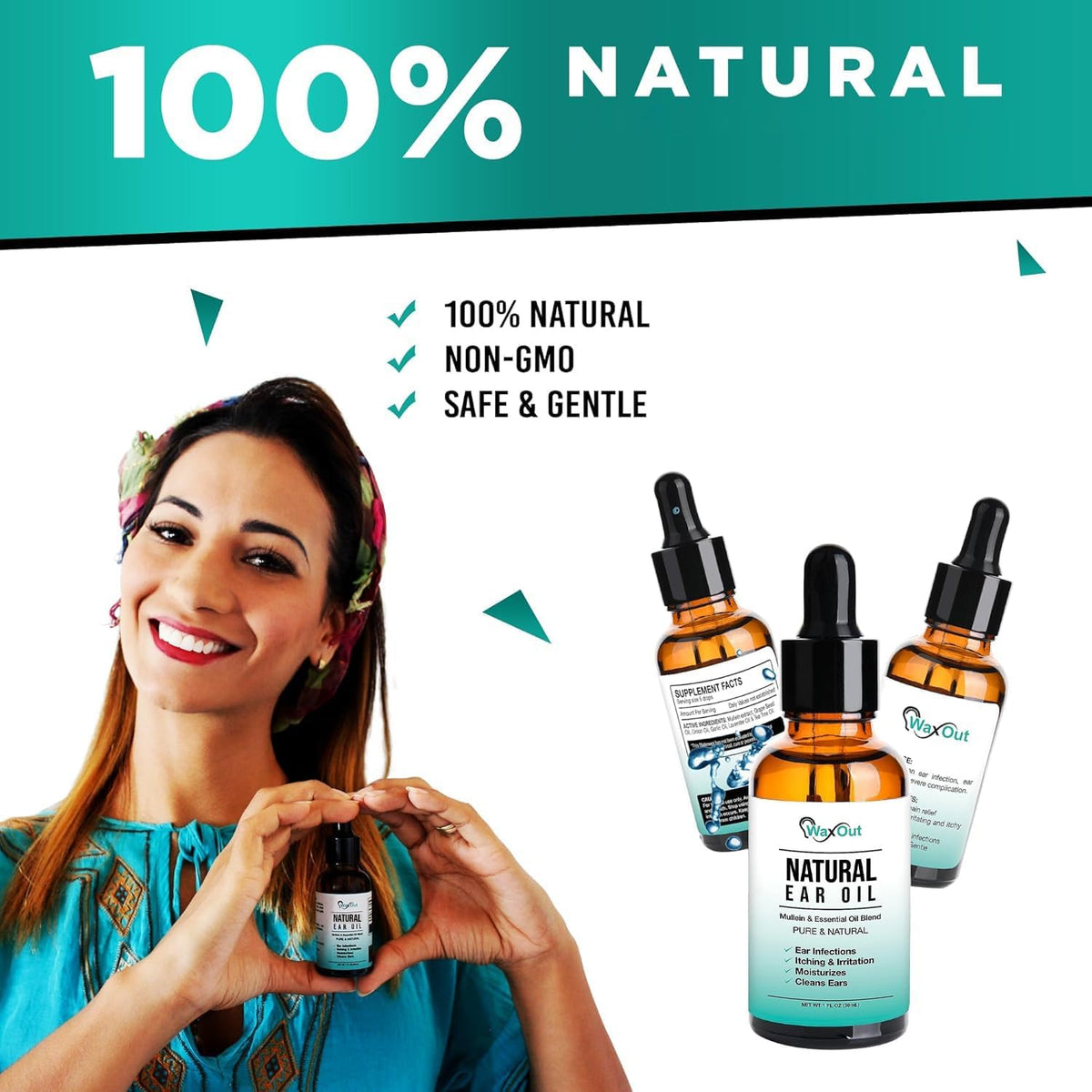 Natural Mullein Ear Wax Removal Oil & Cleaner with Garlic | Pain & Earache Drops | Earwax Softener, Moisturizer & Allergy Soothing | Tinnitus, Itching, Ringing, Infections & Clogged Ears