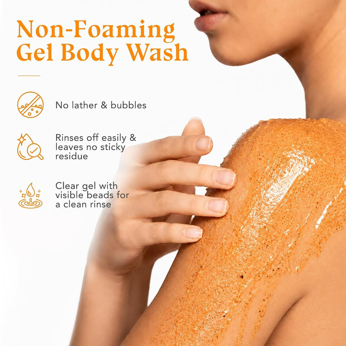3Packs Vitamin C Turmeric Body Scrub Body Wash, Gentle Exfoliating Shower Gel with Fine Scrub Particles, Hydrating & Moisturizing Daily Cleanser Shower Gel, Unisex, 16.9 fl oz*3