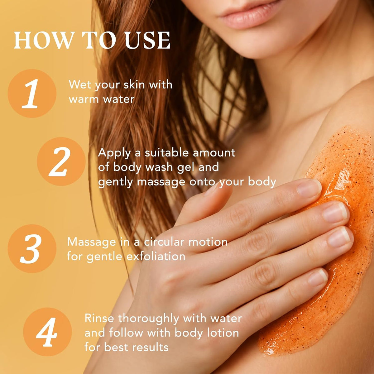 3Packs Vitamin C Turmeric Body Scrub Body Wash, Gentle Exfoliating Shower Gel with Fine Scrub Particles, Hydrating & Moisturizing Daily Cleanser Shower Gel, Unisex, 16.9 fl oz*3