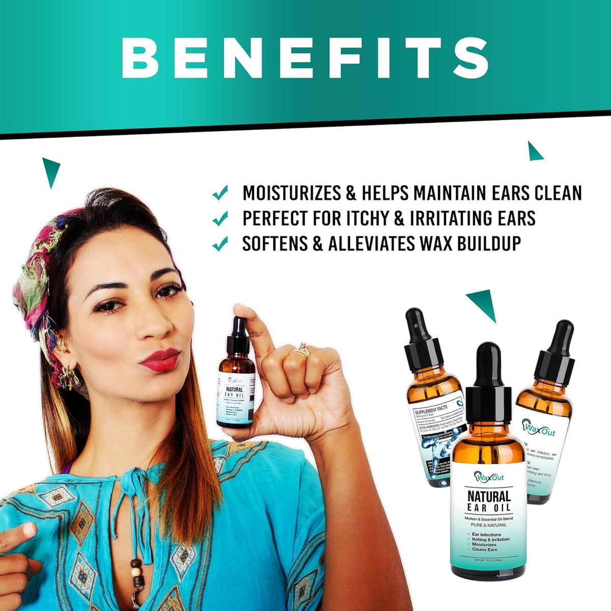 Natural Mullein Ear Wax Removal Oil & Cleaner with Garlic | Pain & Earache Drops | Earwax Softener, Moisturizer & Allergy Soothing | Tinnitus, Itching, Ringing, Infections & Clogged Ears