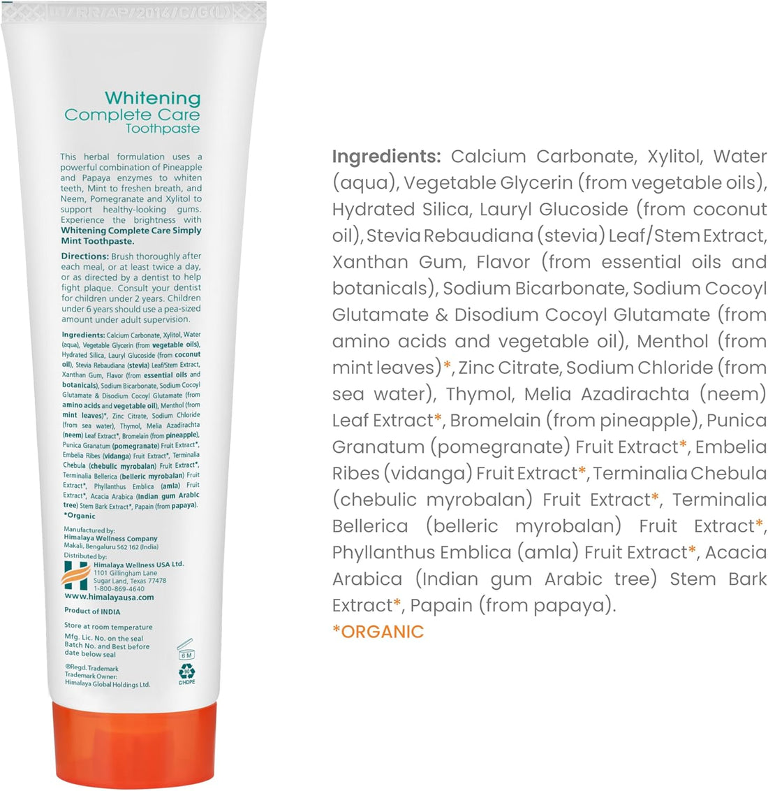 Himalaya Botanique Whitening Complete Care Toothpaste, Mint, 5.29 oz,1 Pack