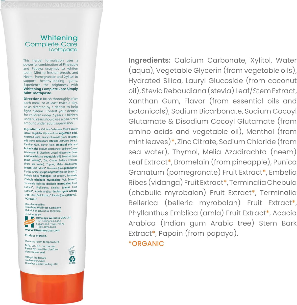 Himalaya Botanique Whitening Complete Care Toothpaste, Mint, 5.29 oz,1 Pack