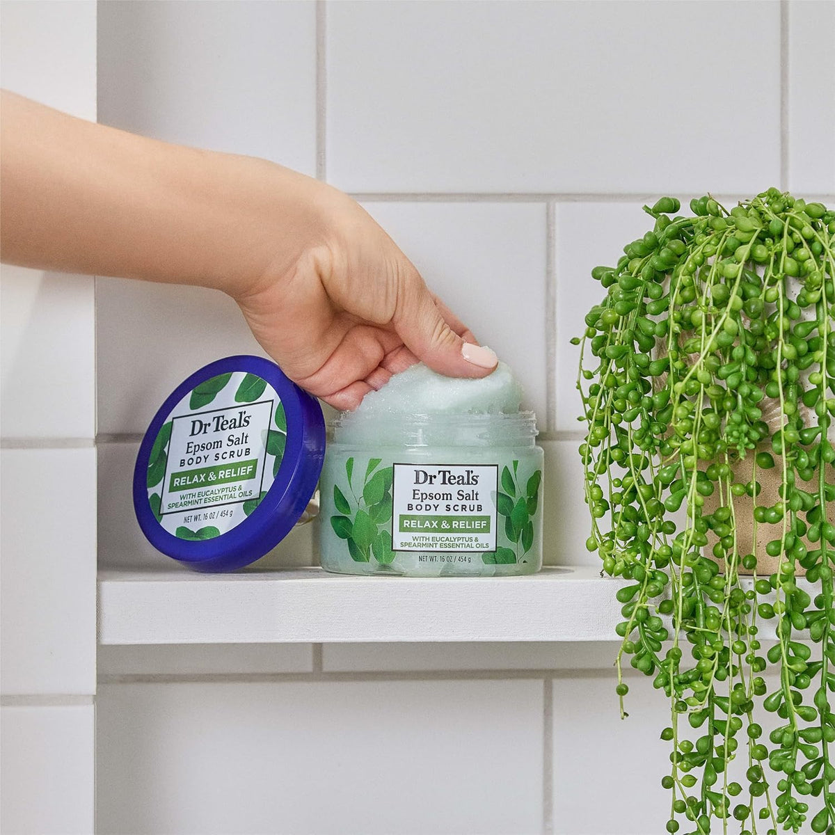Dr Teal's Pure Epsom Salt Body Scrub, Relax & Relief with Eucalyptus & Spearmint Essential Oils, 16 oz (Pack of 3)